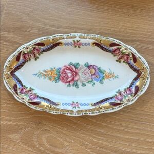 Made in Italy Vintage Floral ceramic Oval small Plate porcelain trinket dish